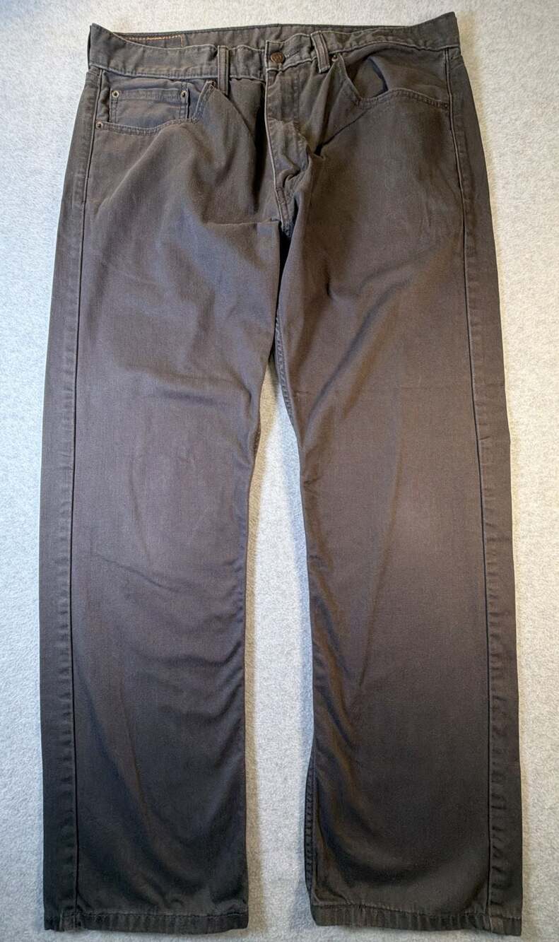 Levi's 505 Regular Fit Stretch Dark Gray Denim Jeans Men's W36 L30